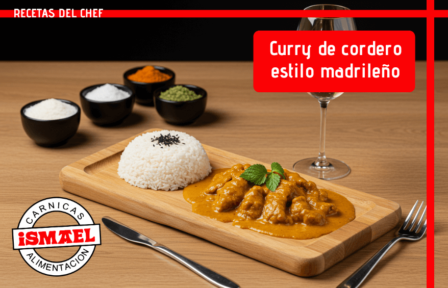 Curry de cordero madrileno con arroz basmati