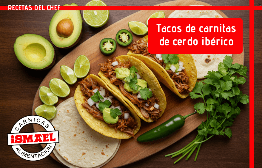 Tacos de carnitas de cerdo iberico con guacamole