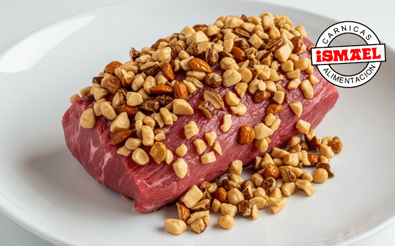 ingredientes solomillo ternera costra frutos secos vino oporto mostaza