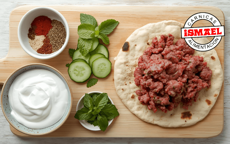 ingredientes hamburguesas cordero marroqui carne especias yogur menta