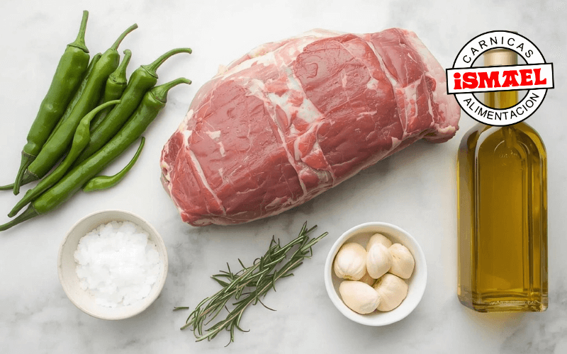 ingredientes presa iberica pimientos padron sal aceite