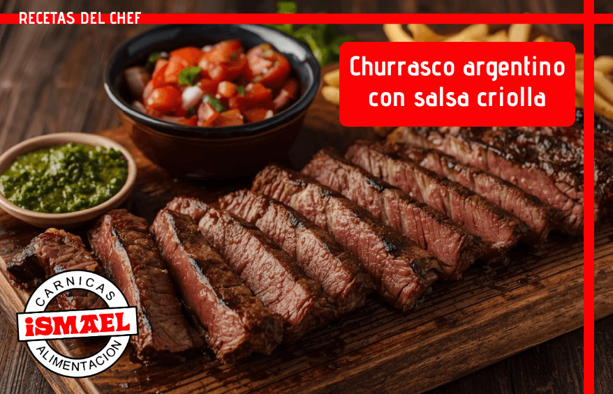 receta churrasco argentino parrilla salsa criolla tabla madera