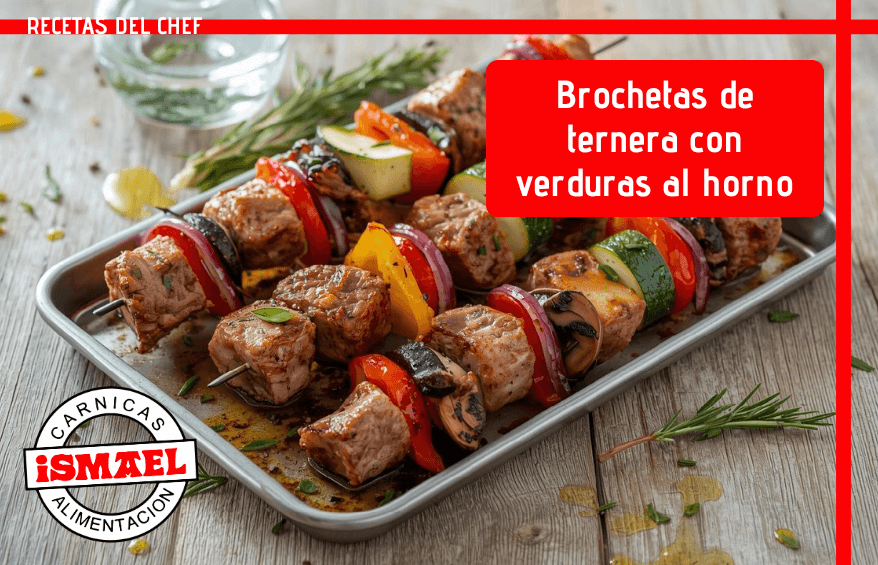 receta brochetas ternera verduras horno bandeja metalica
