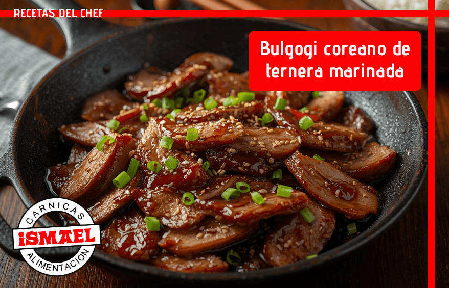 receta bulgogi coreano carne ternera marinada salteada sarten hierro